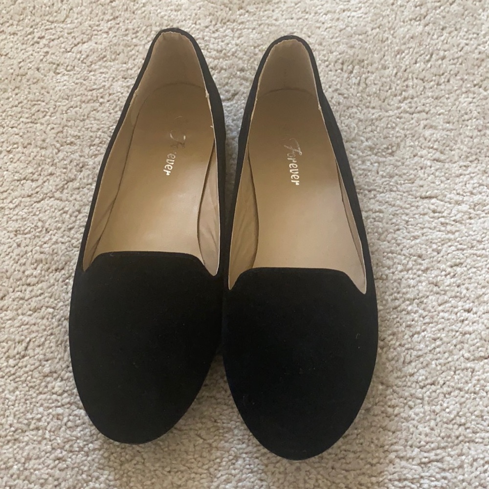Black suede flats